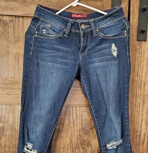 YMI Jeans Wanna Betta Butt 5 27 Holes Distressed Pants Blue Skinny Juniors